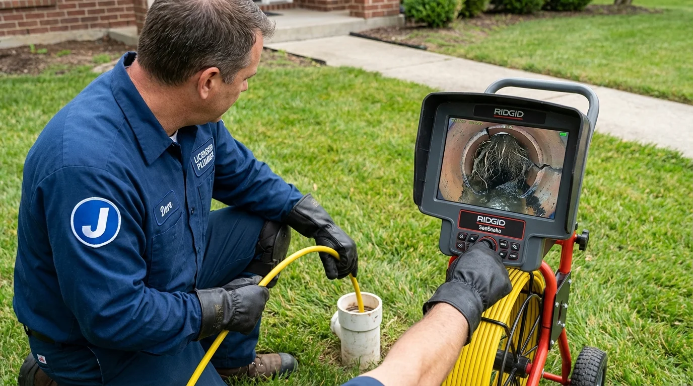 Sewer camera inspection being performed by Johns Plumbing LLC in Mulberry